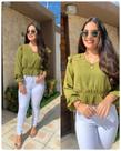 Cropped mangas longas verde musgo TAM p e m, calça ri19 branca do 36 ao 46, dona da moda