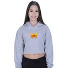 Cropped Moletom Feminino Borboleta Laranja