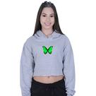 Cropped Moletom Feminino Borboleta Verde