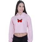 Cropped Moletom Feminino Borboleta Vermelha
