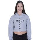 Cropped Moletom Feminino Jesus Cristo Salva Cropped Moletom Feminino Jesus Cristo Salva