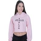 Cropped Moletom Feminino Jesus Cristo Salva