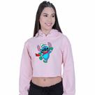 Cropped Moletom Feminino Lilo Stitch Duende Natal
