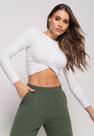 Cropped Nó Manga Longa Canelada Branco Salvatore Fashion