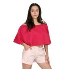 Cropped Ombro a Ombro Babado Longo de Viscose - Cor Vermelha - Tamanho M