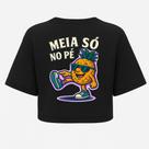 Cropped Oversized After Preta Meia Só No Pé - Estampa DTF em Algodão