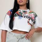Cropped Oversized Feminino Estampas Diversas 100% Algodão