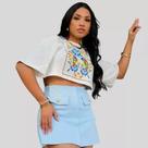 Cropped Oversized Feminino Estampas Diversas 100% Algodão