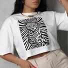 Cropped Oversized Feminino Estampas Diversas 100% Algodão