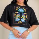 Cropped Oversized Feminino Estampas Diversas 100% Algodão