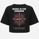 Cropped Oversized Preto - Music is the Answer - Estampa DTF
