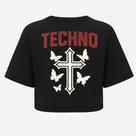 Cropped Oversized Preto Techno - Estilo e Conforto em Algodão
