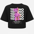 Cropped Oversized Preto Techno Only - Estampa DTF