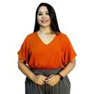 Cropped Plus Size C/ Elastico Manga Curta Soltinho Terracota