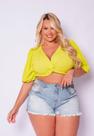 Cropped Plus Size Manga Bufante Decote V