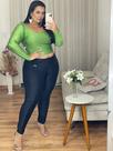 Cropped plus size manga longa