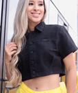 Cropped preto com botoes
