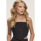 Cropped Preto Juvenil Tecido Brilho BobbyLulu