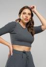 Cropped Princesa Gola Redonda Malha Canelada Grafite Salvatore