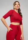 Cropped Princesa Gola Redonda Malha Canelada Vermelho Salvatore