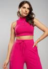 Cropped Regata Esportivo Cadarço Gola Malha Canelada Pink Salvatore