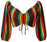 Cropped Reggae de Amarrar com Mangas Tamanho M