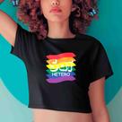 Cropped Sai Hetero - Bandeira Orgulho - Branco - Preto - LGBT Cropped Sai Hetero - Bandeira Orgulho - Branco - Preto - LGBT