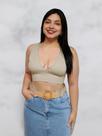 Cropped Top Alça Decote V Tecido Canelado Cropped Top Alça Decote V Tecido Canelado