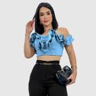 Cropped Top Alfaiataria Premium Ciganinha Babado Moda Luxo