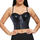 Cropped Top Blusa Bustiê material sintético Lycra Bojo Alça Zíper Preto M541