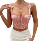 Cropped Top Bustier Alça Aro Metal Detalhes com Borboletas 3D Casual Cores M878 Cropped Top Bustier Alça Aro Metal Detalhes com Borboletas 3D Casual Cores M878