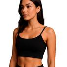 Cropped Top Canelado Alcinha Preto Feminino