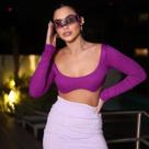 Cropped Top com Bojo em S Manga Longa estilo blogueira influencer Deolane gringa em tecido canelado