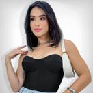 Cropped Top Corselet sem alça Bojo Retrô Sensual