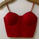 Cropped top feminino alça de corrente e bojo tendência cropt Cropped top feminino alça de corrente e bojo tendência cropt