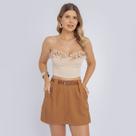 Cropped Top Feminino Regata Neoprene Frufru Brilho Festa
