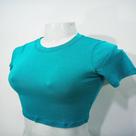 Cropped Top Liso, Feminino Verde Manga Curta Cropped Top Liso, Feminino Verde Manga Curta