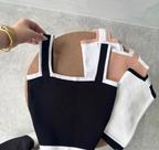 Cropped tricô ribana de alça estilo colete