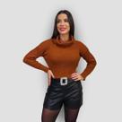 Cropped Tricot Feminino Gola Alta Manga Longa Básico Quente