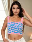 Cropped Tricot Xadrez Coração
