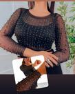 Cropped tule com pedraria