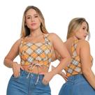 Cropped xadrez amarelo com bojo