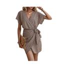 Cross Border Cintura Up Dress, V-Neck, Europa e América, Sexy