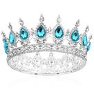 Crown Tiara COCIDE Silver para mulheres e meninas Lake Blue Crystal
