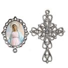 Crucifixo Arabesco Terço de Noiva Relicario Rainha da Paz Peças para Montar Terços Catolicos Casamento Artesanato