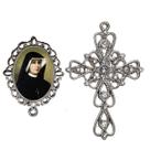Crucifixo Arabesco Terço de Noiva Relicario Santa Faustina Peças para Montar Terços Catolicos Casamento Artesanato