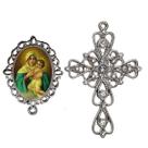 Crucifixo Arabesco Terço de Noiva Relicario Santa Mãe Rainha Peças para Montar Terços Catolicos Casamento Artesanato