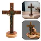 Crucifixo Cruz De Mesa e Parede Medalha de São Bento Madeira 18 cm Crucifixo Cruz De Mesa e Parede Medalha de São Bento Madeira 18 cm