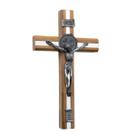 Crucifixo Cruz de Parede espelhado Medalha São Bento Onix 26 Cm AR8686