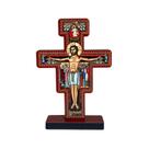 Crucifixo de Mesa Cruz São Damião São Francisco 15cm